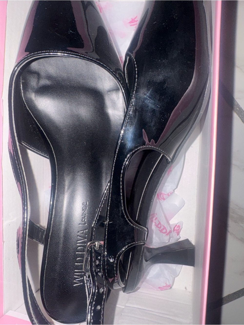 DIVA Lounge Shiny Black Patent Slingback Pumps